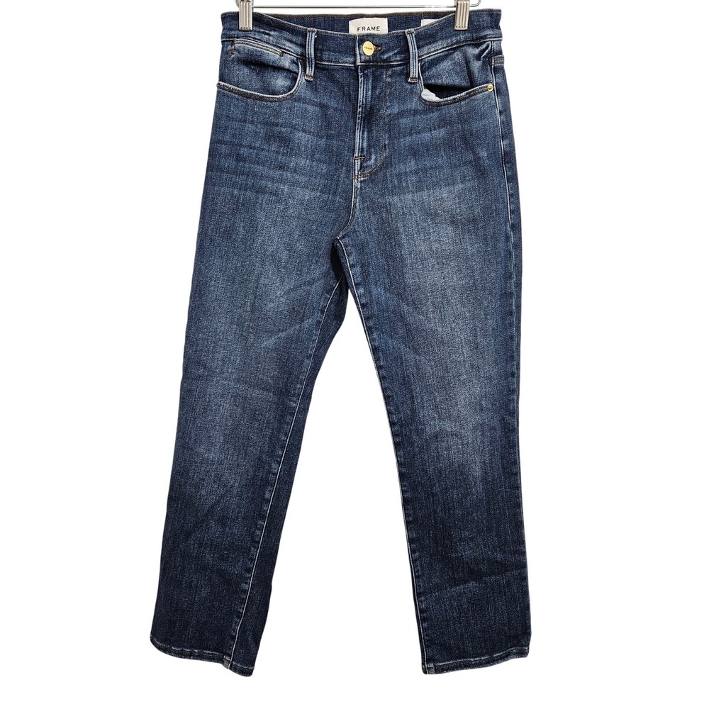 Frame Le High Straight Jeans Bestia Blue High Rise Stretch Denim LHST801 Size 29